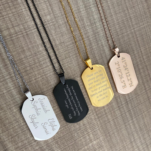 Gold Dog Tag Necklace